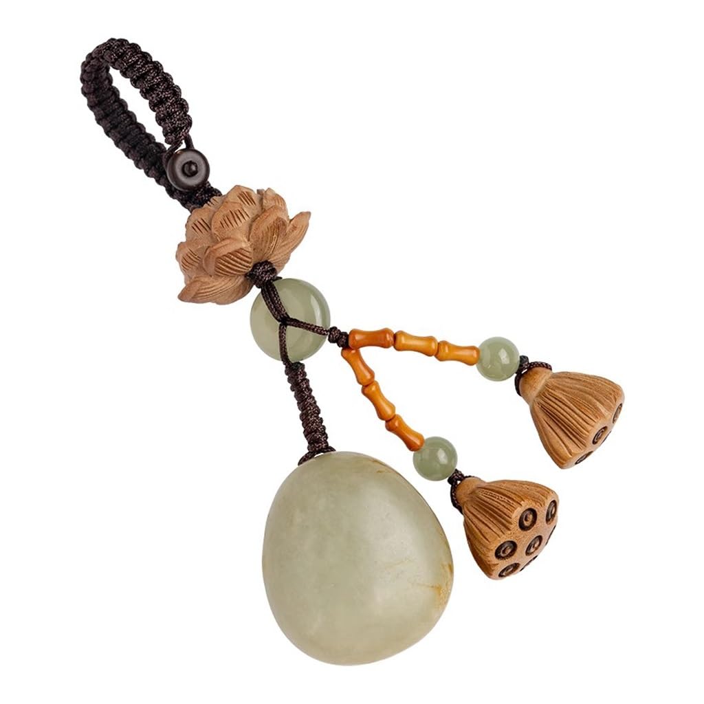 Porte-clés de voiture bois lotus pendentif portefeuille accessoires rétro