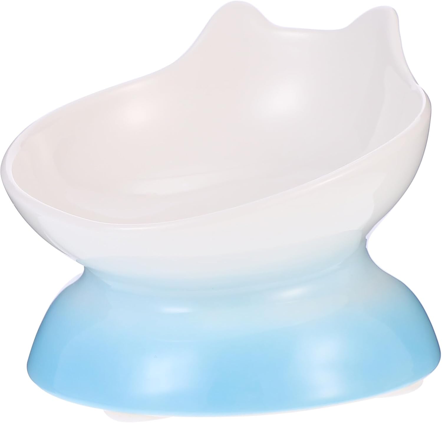 Ceramic Elevated Pet Feeding Bowl with Anti-tip Design, Blue Gradient Tilted Dog and Cat Bowl for Neck Protection, Raised Water and Food Dish Suitable for Cats and Dogs