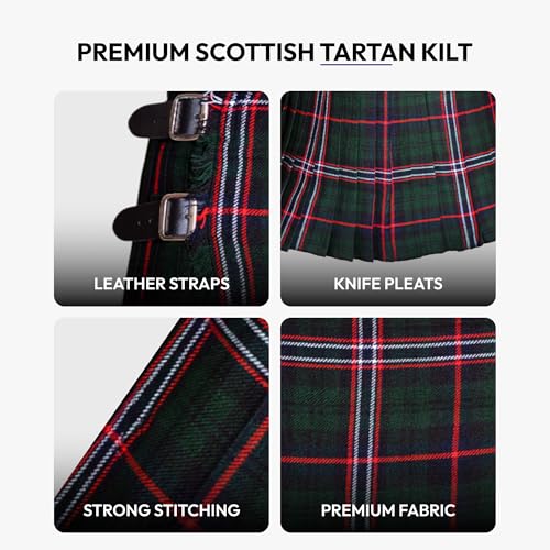 Image of 8 Yard Mens Kilt - Authentic Tartan Kilt for Men Highland Outfit for Weddings & Traditional Scottish Wear