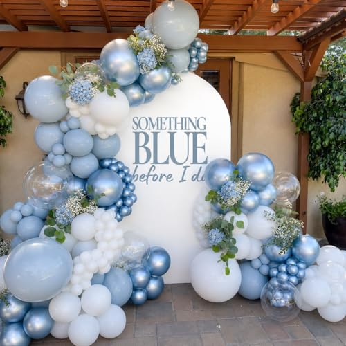 Image of Togvu Dusty Blue Balloons, 50Pack 5 Inch Small Mini Light Blue Aqua Boho Latex Party Balloons for Bridal Baby Shower Gender Reveal Easter Birthday Party Decorations