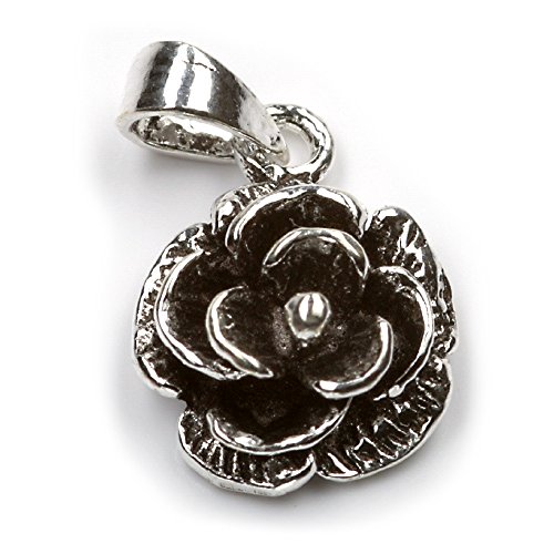 Drachensilber Rosen Anhänger Schmuck Kette 925 Silber Rose Blüte feine Blume Frauen Damen Liebe