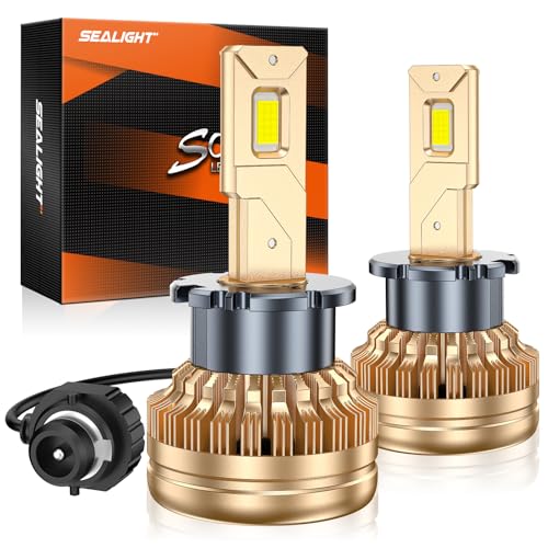 Image of SEALIGHT D2S D2R Bulbs, 6000K Cool White for HID Assembly Fog Light, HID Xenon Bulbs with 14000RPM Cooling Fan, Pack of 2