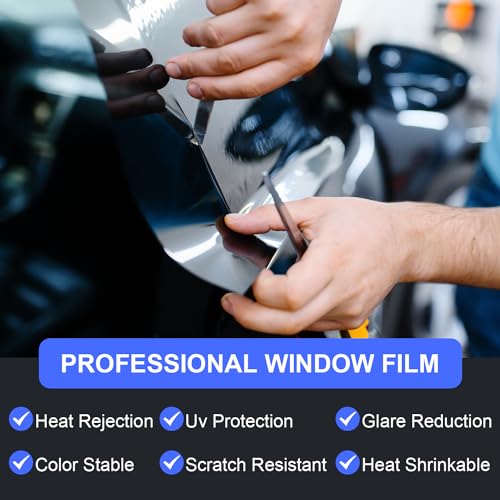 Image of Professional Auto Window Tint Film Roll, 5% Premium Carbon Car Window Privacy Film, 24IN x 100FT- UV Protection, Scratch & Heat Resistant - Blackout Shade for Car Windows