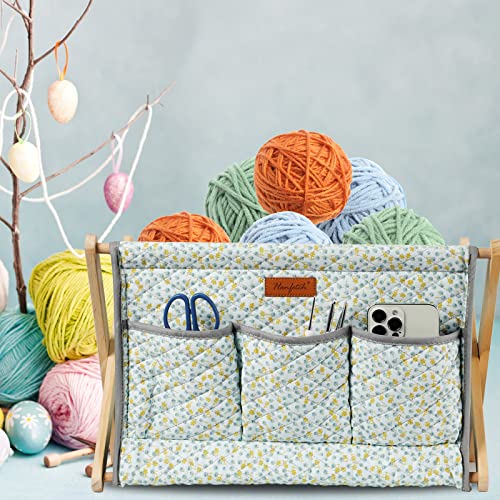 Image of Yarn Caddy Large Size Yarn Storage Organizer for Yarn Skeins-Organizer for Crochet Hooks Knitting Needles Other Accessories (Rose-Grey)