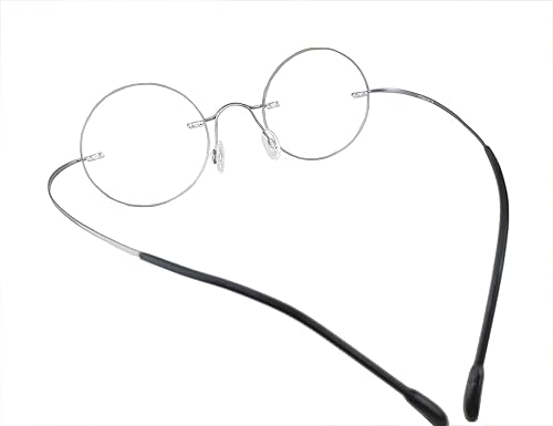 Miniatura 2 de Gafas de lectura de titanio sin montura Vintage Small Round 43-22-145 Filtro azul claro Lente de policarbonato
