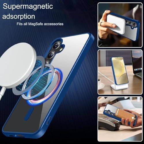 Image of DIZORO Compatible Samsung Galaxy A17 5g Case,Compatible with MagSafe, Non Yellow Military-Grade Drop Protection & Hard PC Back Cover Slim Transparent Anti-Scratch Shockproof Phone Case - Blue