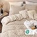 Bedsure Fluffy Flannel Duvet Cover Set - Faux Fur Comforter Cover Queen Size, Deep Beige Warm Plush Bedding for Winter, 3-Piece Set with Zipper Closure (90