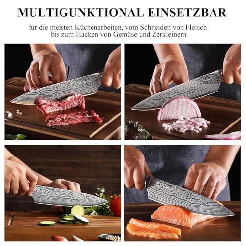 Sunnecko 20cm Messer Küchenmesser Kochmesser - Küchenmesser Profi Messer Scharfes Chefmesser...