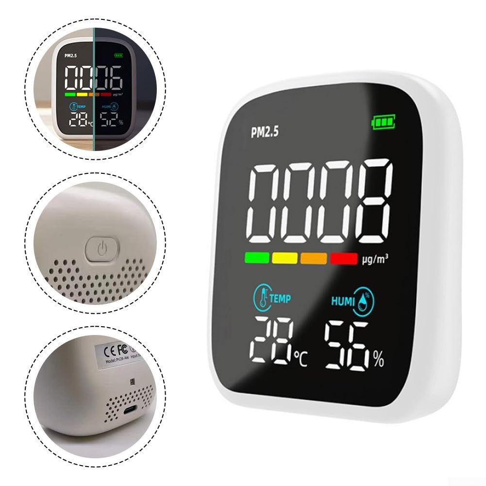 Misuratore di qualità dell'aria con controllo WiFi e app, analizzatore PM2.5 per temperatura e umidità, display digitale a LED, ricarica di tipo C (senza WiFi)