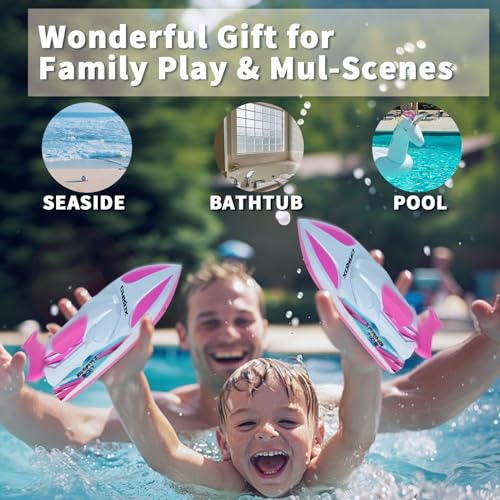 image for Carox RC Boat Pool Toys for Kids - 2.4GHz Remote Control Boat for Swim