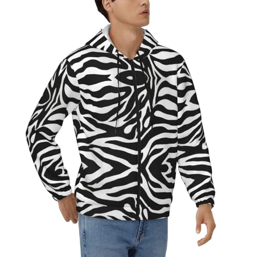 Sweat à capuche zippé thermique homme motif zèbre original et confortable