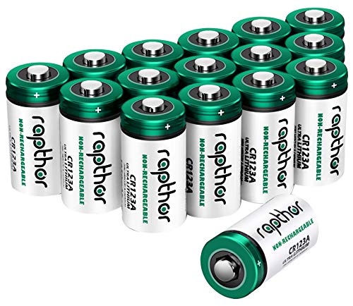 Rapthor CR123A 3V Lithium Batteries CR17345 16 Pack 1650mAh...