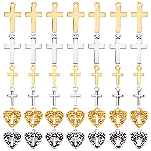 Breloques en croix et cœur en lot de 120 pour réussir facilement vos bijoux faits main