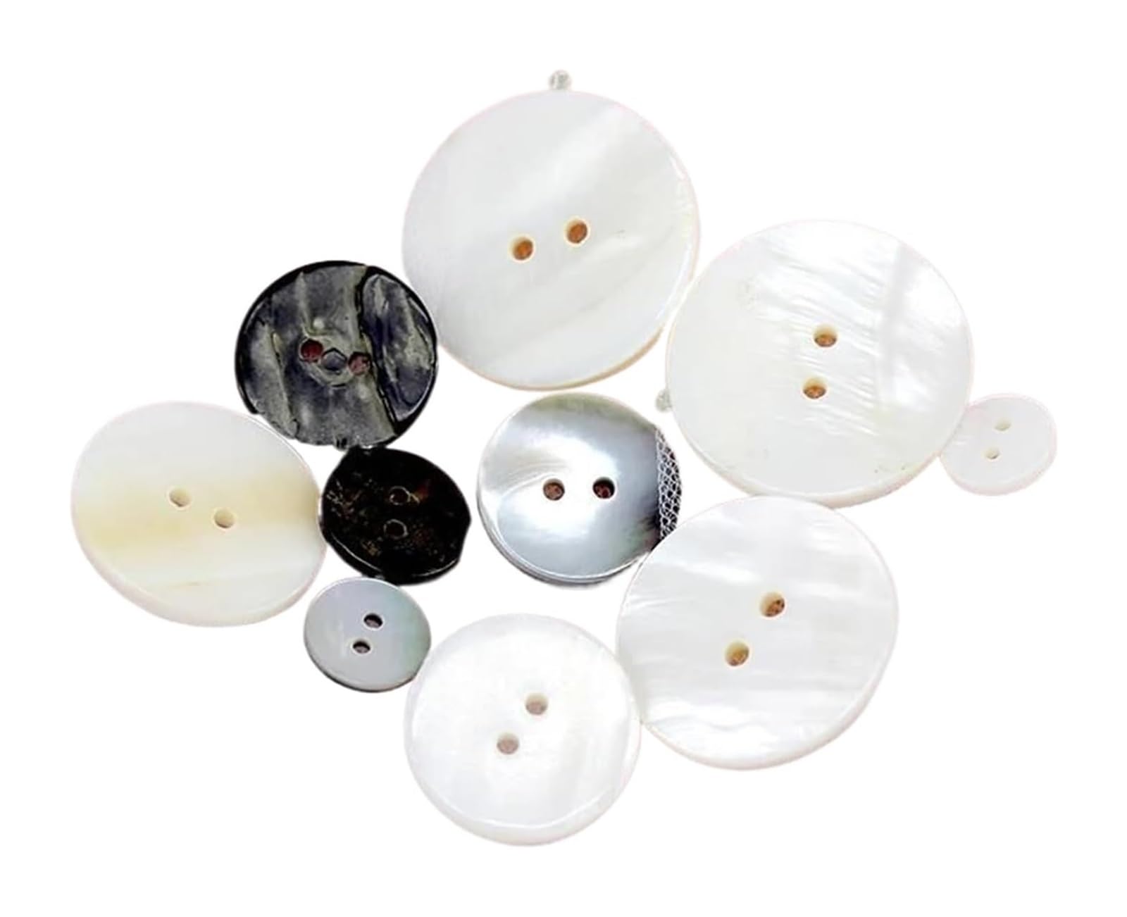 caracola, 10 Uds. Botones naturales de concha for ropa, accesorios costura(Shells Black,18mm)