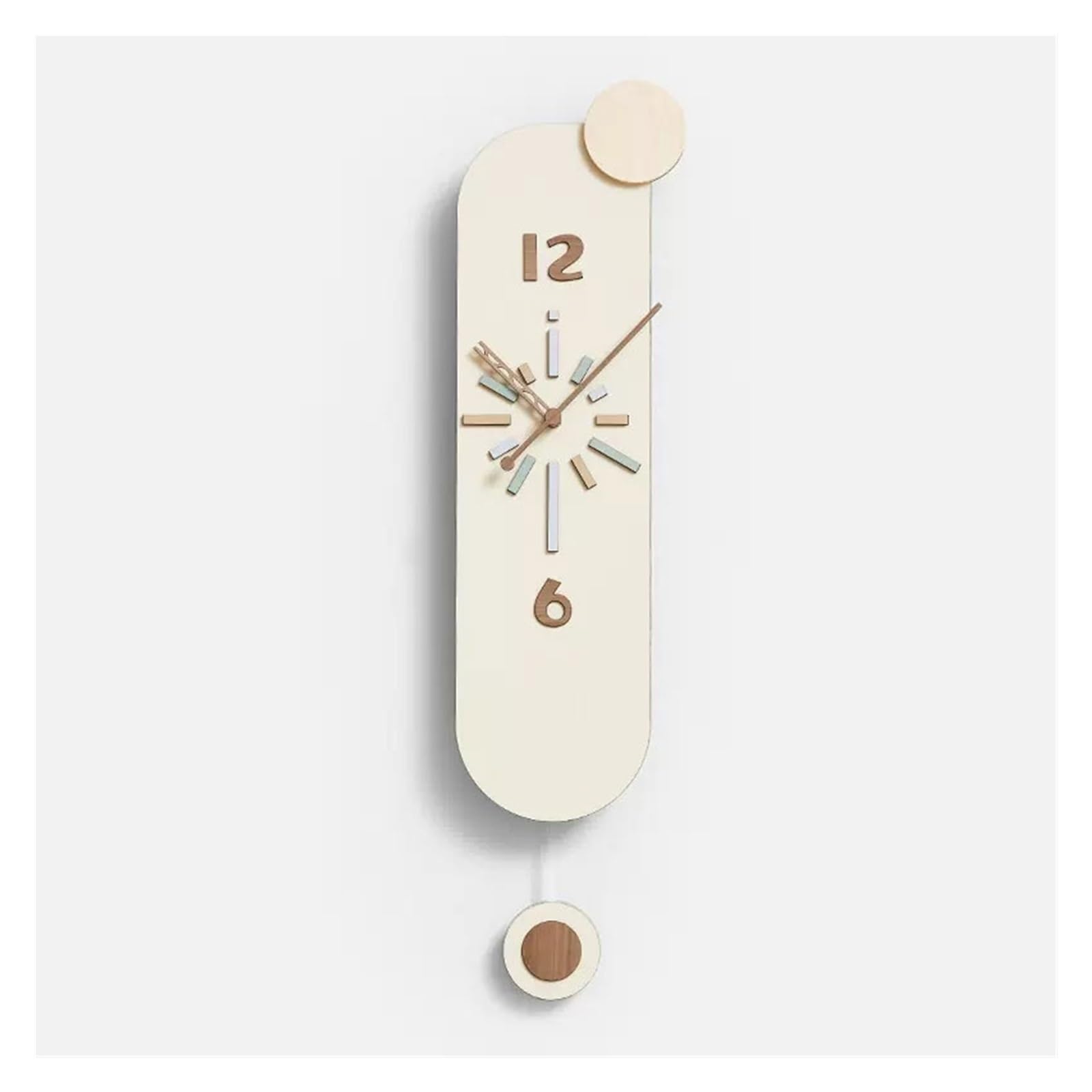 EINES No-punch Clock Wall Clock Living Room Modern Simple Cream Creative Dining Room Wall Hanging Minimalist Wall Clock(B)