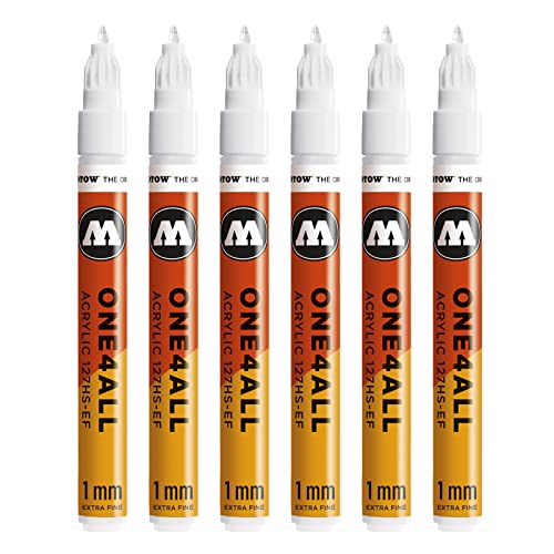 Molotow MO127102 ONE4ALL 127HS-EF Lot de 6 marqueurs Blanc signal