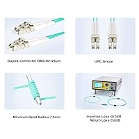 Vista 2 de Cable de conexión de fibra óptica, OM3 30 metros/98 pies LC a LC, cable de fibra óptica LSZH 10GB/40GB multimodo dúplex 50/125um, opciones