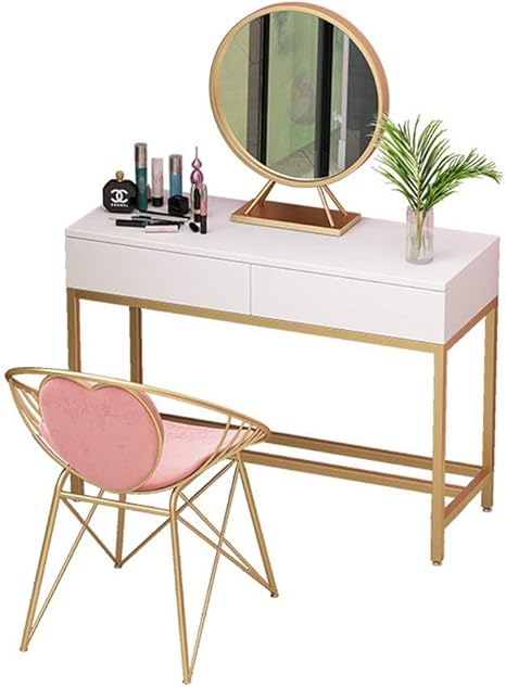 Amazon 北欧ドレッサー 表のために女の子女性着替え2引き出し白ドレッシングテーブルベッドルームたんす鏡と椅子メイクアップ表 組立簡単 Color White Size 0 6m 鏡台 ドレッサー オンライン通販