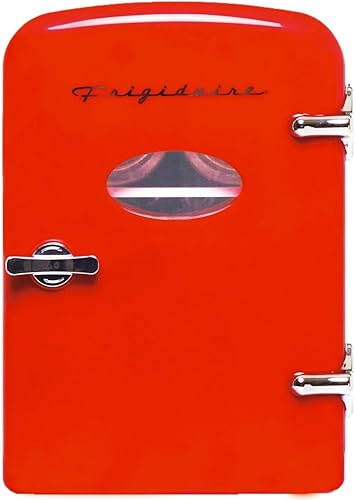 Frigidaire 6-Can or 4L Mini Personal Retro Fridge Cooler Includes 110V AC Power Cord & 12V DC Car Adapter EFMIS229-RED