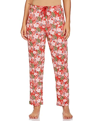 Image of Van Heusen Women Lounge Pants - Modal Cotton - Allover Print, Functional Pocket, Ultra Soft, Drawstring Waist 55307 Poppy Hawaiian Tropical L