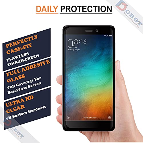 Image of Edge to Edge 11D Tempered Glass Screen Protector for Redmi 3S Prime (Black)|With Easy Installation Kit|Impact Absorb|Full Adhesive Glass (Pack Of 3)