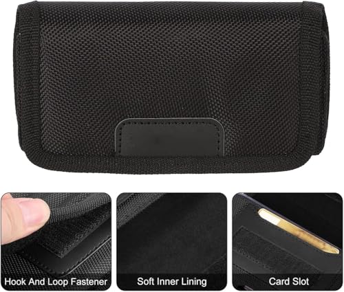 Image of Phone Holster for Men - 6.8'' Nylon Belt Clip Pouch with Card Holder | Mobile Purse Holster Case for All Phones - Large Capacity, Durable & Lightweight (Black, XXL)