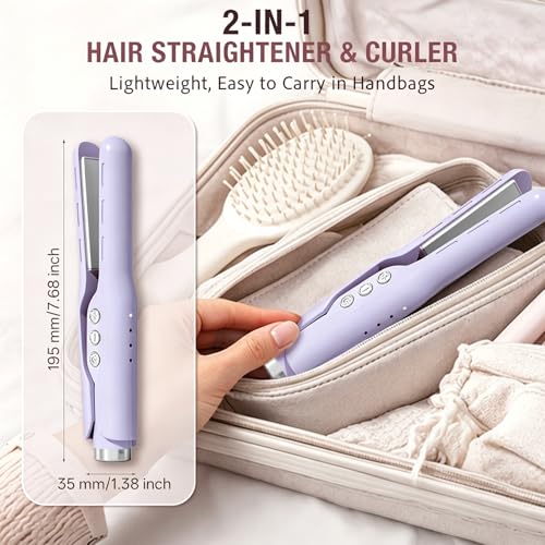 Mini plancha para cabello púrpura con placas de 1.4" miniatura 7