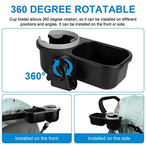 Image of Accmor Stroller Cup Holder with Tray, Universal Cup Holder Tray for Uppababy Nuna Doona Strollers, Bottle Drinks Holder for Stroller, Wheelchair, Walker