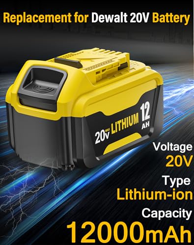 Image of 2Pack 12.0Ah Battery Replacement for Dewalt 20V MAX Battery and Charger Combo Compatible with Dewalt 20 Volt Lithium-Ion Batteries Cordless Power Tools