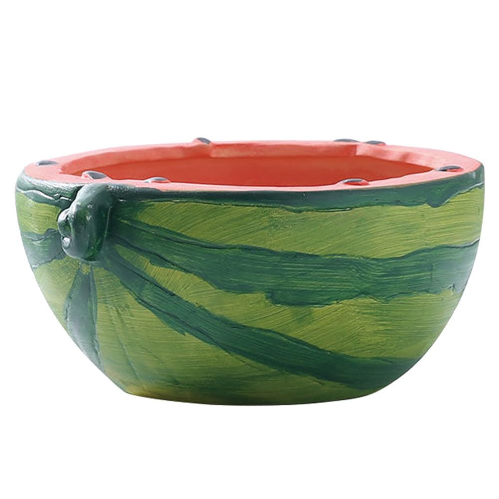 Kisangel Watermelon Planter Pot, Large Ceramic Flowerpot with Drainage Hole for Indoor Outdoor Plants Fruit Ceramic Stoneware