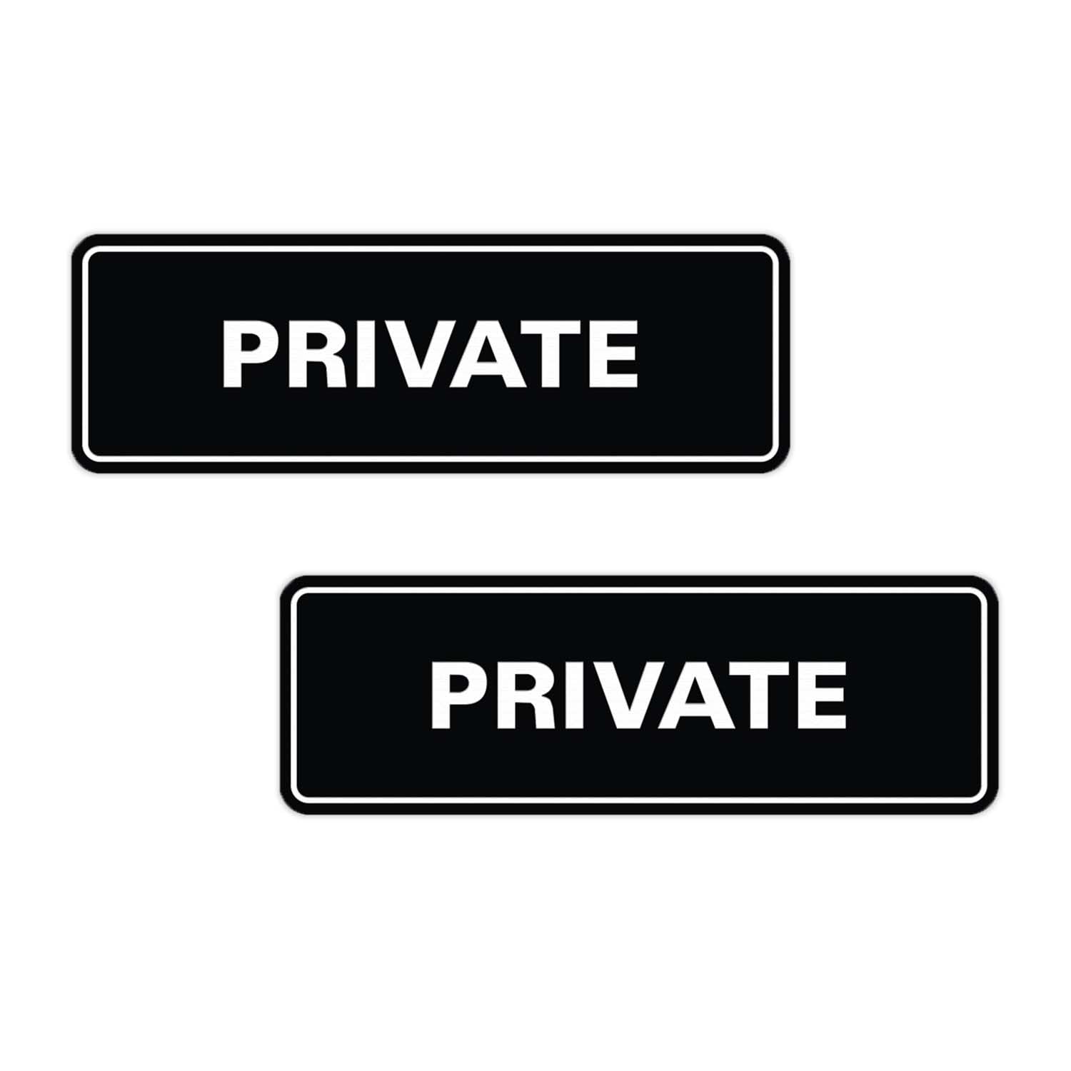 Standard Private Door/Wall Sign - Black - Large (2 Pack)
