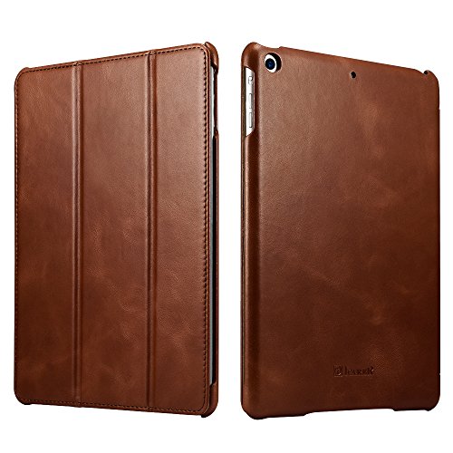 icarercase New iPad 9.7 Case 2017 Release, Vintage Series Genuine Leather Folio Flip