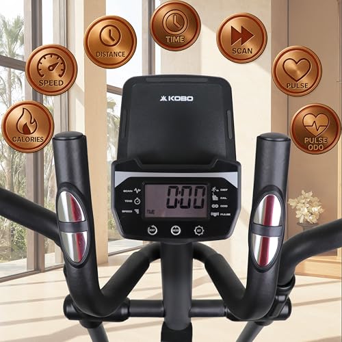 Image of Kobo Elliptical Cross Trainer for Home with 6 Kg Flywheel | Full Body Cardio Workout Machine | Adjustable Resistance | LCD Display | Max User Weight 130 Kg