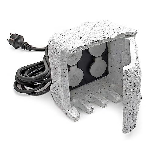 Wiltec 4-fach Gartensteckdose Außensteckdose Kunstharz IP44 Outdoor...