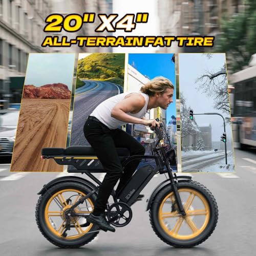 Image of TST Electric Bike for Adults, 1500W Peak Motor 60 Miles Fat Tire Ebike with 48V 15Ah Removable Battery 20 inch Fat Tire Electric Bike, Full Suspension and 7-Speed