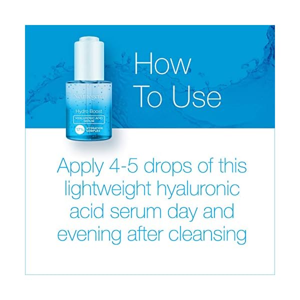 Neutrogena Hydro Boost Hyaluronic Acid Serum For Face with Vitamin B5, Lightweight Hydrating Face Serum for Dry Skin, Oil-Free, Non-Comedogenic, Fragrance Free, 1 oz