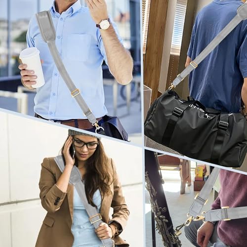 Image of ZINZ 60 inch Universal Bag Strap with Ultra-Thick Fixed Breathable Pad Adjustable Heavy-Duty Shoulder Strap for Laptop Bag Crossbody Luggage Gym Bag Camera Bag and More -Gray