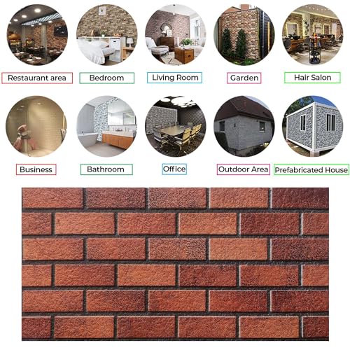 IZODEKOR 3D Brick Effect Wall Panels - Faux Brick Paneling for Living Room, Kitchen, Bathroom and More | Oldbury - Pack of 10 Covers 53 sq ft