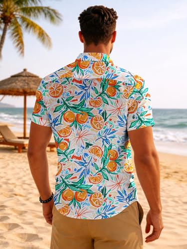 Image of Yoimira Hawaiian Shirts for Men, Print Mens Casual Short Sleeve Button Down Shirts Floral Aloha Beach Shirt
