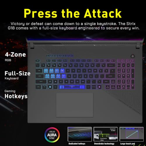 Image of ASUS ROG Strix G18 18 inch WQXGA 240Hz Gaming Laptop, AMD Ryzen 9 9955HX, NVIDIA GeForce RTX 5070, 64GB DDR5, 3TB Storage(2TB SSD+1TB Docking Station), 4-Zone RGB Backlit Keyboard, WiFi 6E, Win 11, Gray