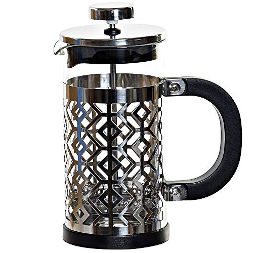 MGE - Cafetera Émbolo - Cafetera Francesa - Expresso - Borosilicato + Acero - 350 ml - Negro