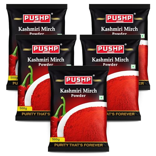 Image of Pushp Brand Kasmiri Red Chilli Powder (500gm Pack of 5)
