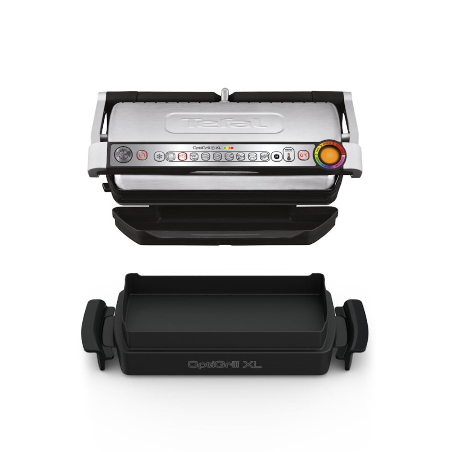 Tefal OptiGrill+ XL | Kontaktgrill mit automatischer Temperatur-Anpassung | 9 automatische Programme | XL-Grillfläche | inklusive Backschale | GC724D12