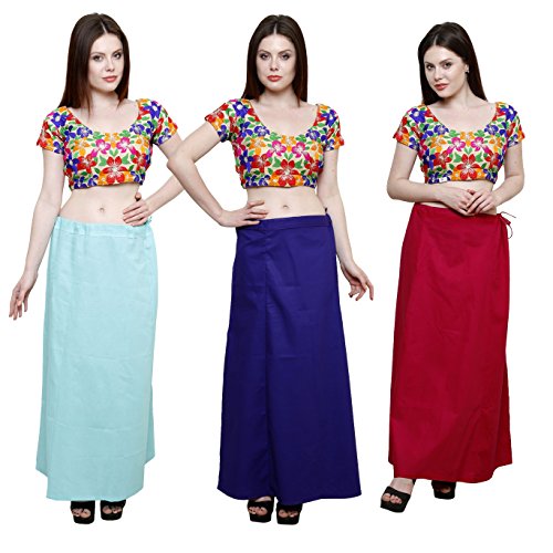 Image of Pistaa combo of 3 Women's Cotton Best Indian Readymade Inskirt Saree petticoats