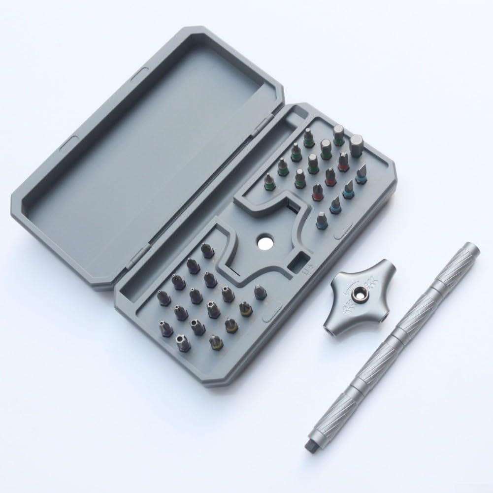 Set di cacciaviti di precisione con 34 punte magnetiche, kit di cacciaviti a cricchetto in lega di acciaio per riparazione di orologi elettronici