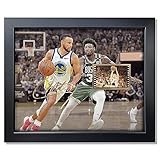 sufenvera Signed Stephen Curry Memorabilia Film Photo Collage,Stephen Curry Picture Framed Poster Gifts for Basketball Fans on Birthday/Christmas/Valentine's Day 10x8 Inches