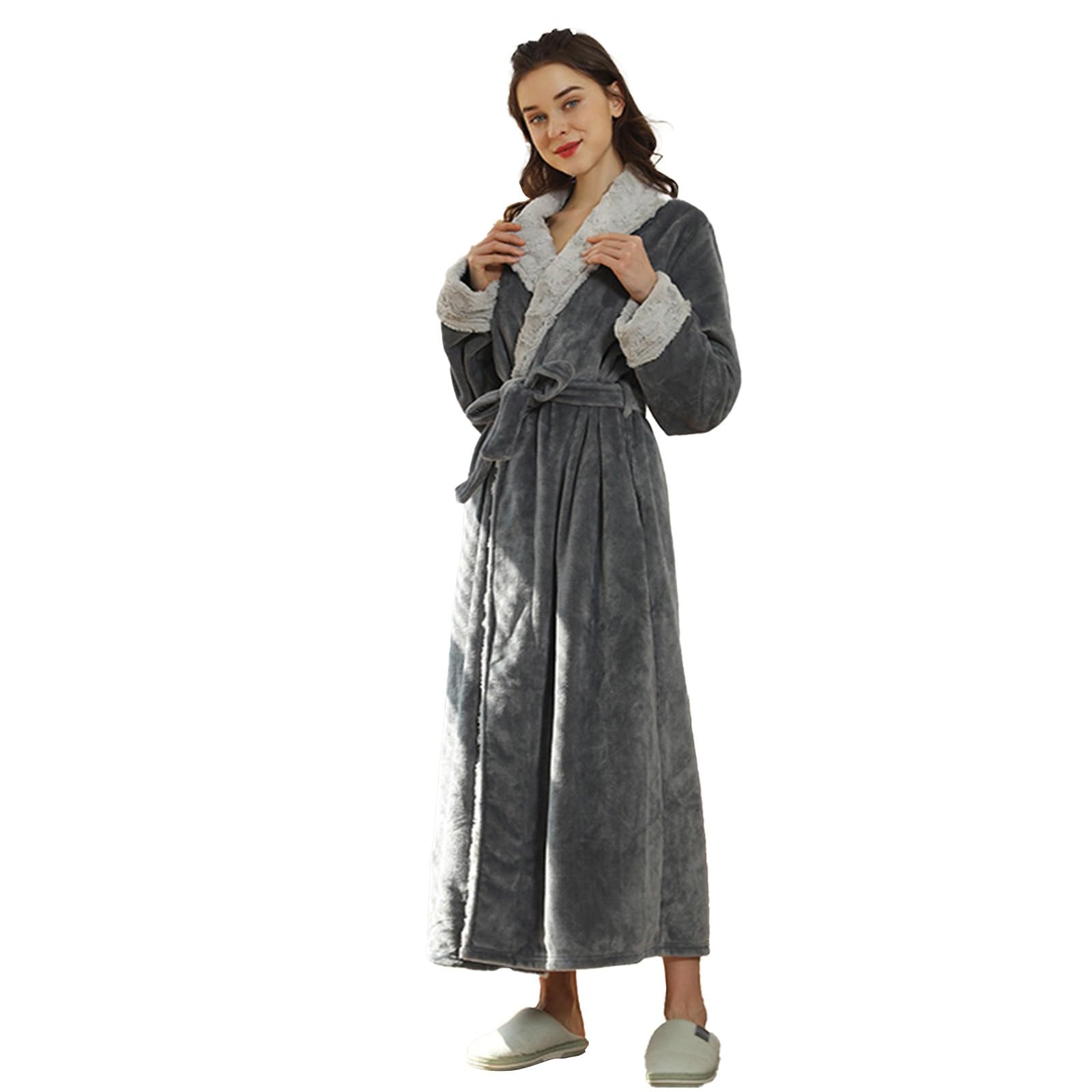 Accappatoio Donna Spugna Morbida Con Cappuccio Tasche E Cintura | Vestaglia Salvaspazio Ultra Assorbente Pesante Caldo Invernale, Accappatoio Unghezza al Polpaccio, Per Casa Adulti Sauna Spa