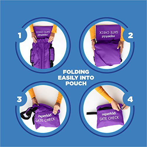 Car Seat Travel Bag Backpack for Gate Check Bag – Waterproof - 600D Nylon Fabric W/Adjustable Strap 18x18x34 inch (Purple) - Thumbnail 5