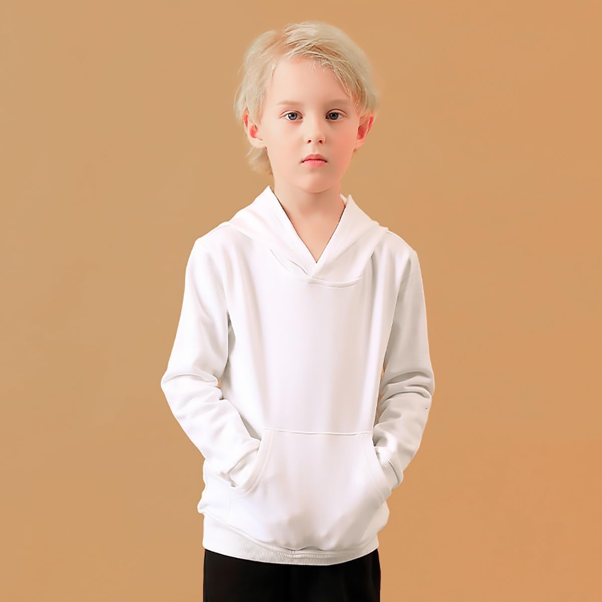 AIWUHE Toddler Boys Girls Hooded Sweatshirt Solid Pullovers Long Sleeve Hoodie Kids Cotton Crewneck Fall Tops 2-6Y Blouse