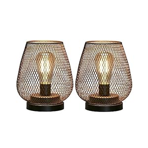 JHY DESIGN Set of 2 Metal Cage LED Lantern Battery Powered Cordless Accent Light with LED Great for Weddings Parties Patio Events for Indoors Outdoors